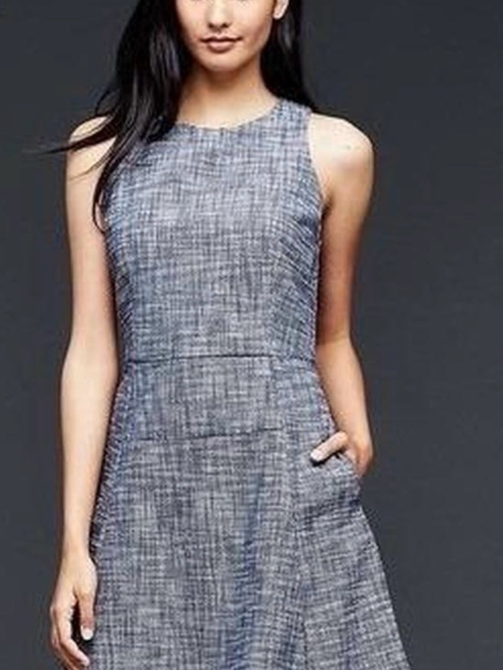 GAP Sleeveless Midi Dress in Heather Blue-Gray - Picture 1 of 6